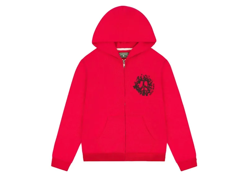 Denim Tears Denim University Zip Hoodie (Ss24) Red Leather Look denim material