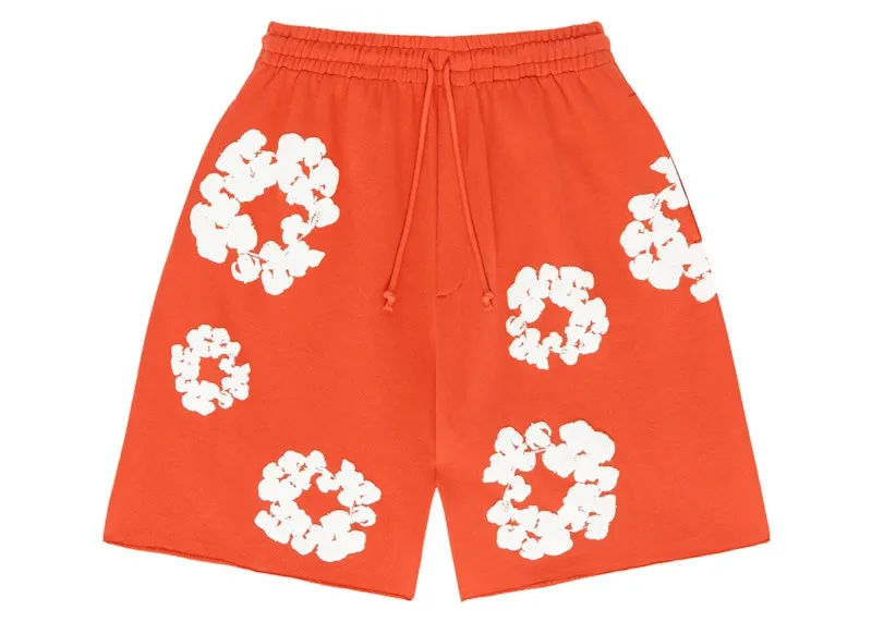 Denim Tears The Cotton Wreath Shorts Orange Wide Leg