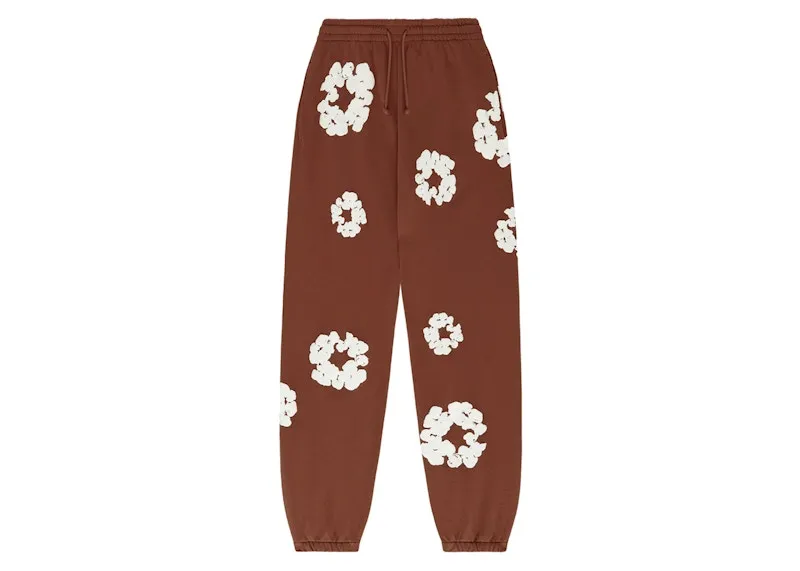 Embroidered Denim Tears The Cotton Wreath Sweatpants Brown