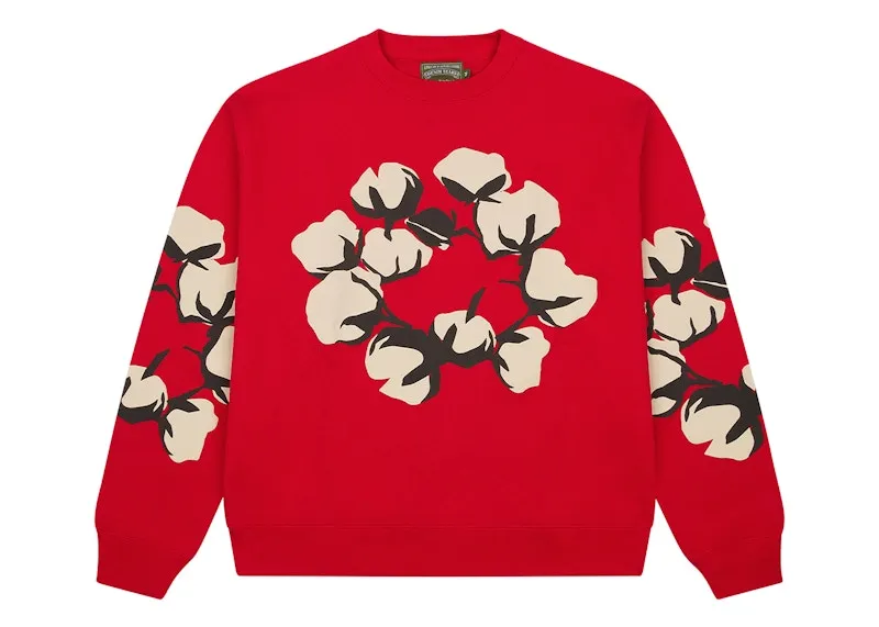 Customized Striped Denim Tears X Cpfm Cactus Tears Crewneck Red