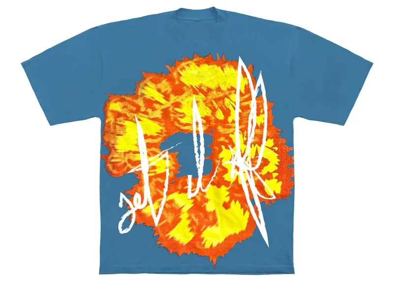 High Waist Mixed Media Denim Tears X Offset Set It Off #1 T-Shirt Blue