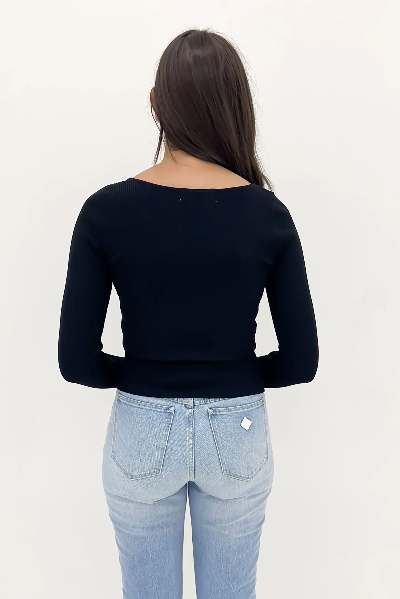 Dilon Ribbed Long Sleeve Top Black Young adult Allergy free