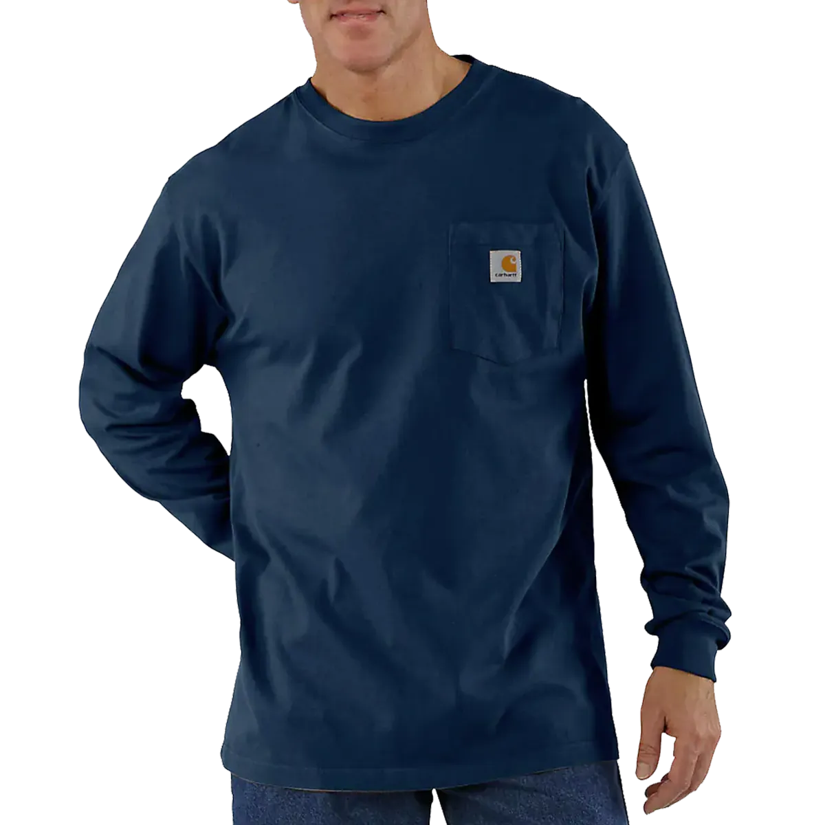 Men's Loose Fit Heavyweight Long-Sleeve Pocket T-Shirt CollapsibleFrame retro look