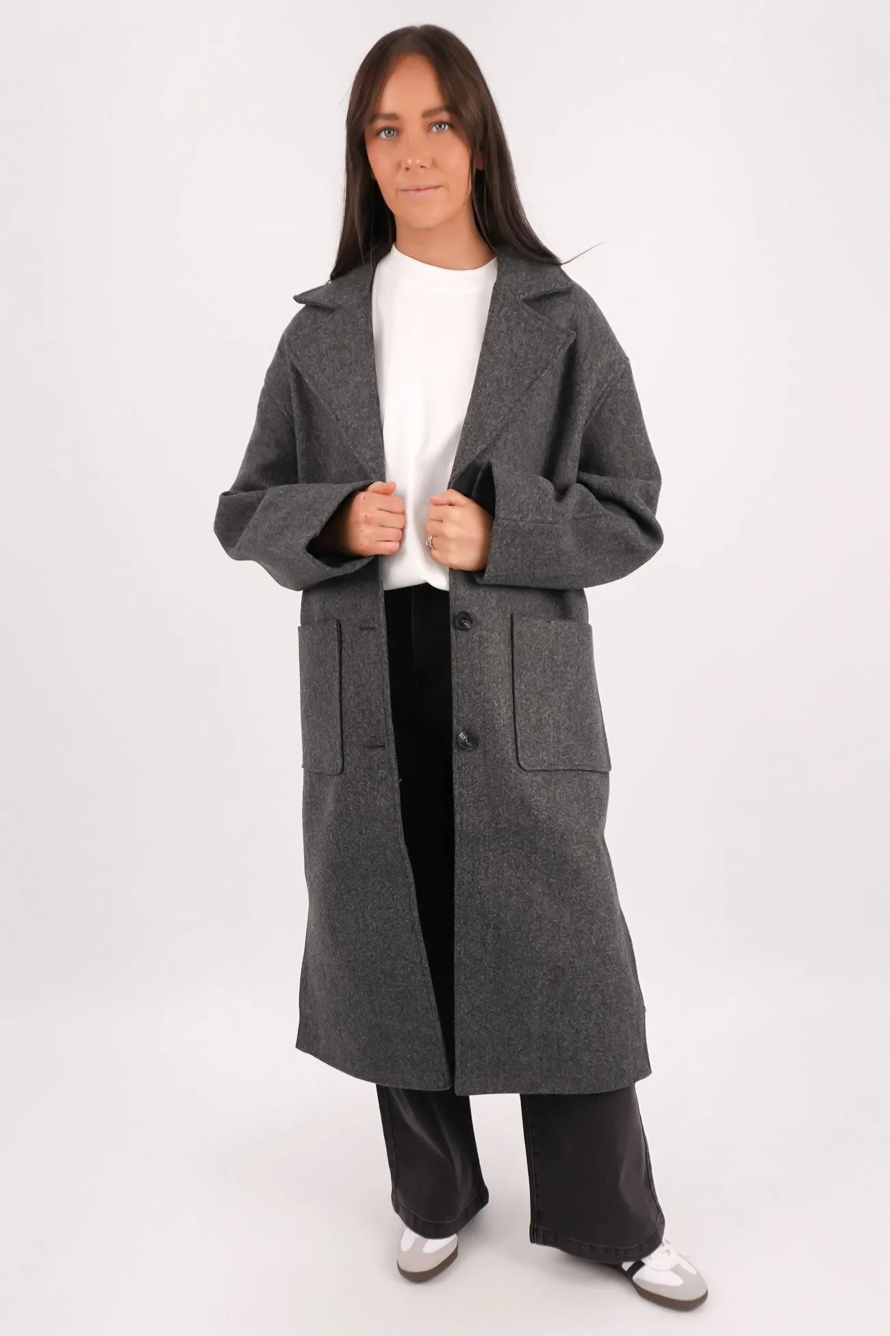 Convertible Collar Design Temperature control Brooks Coat Charcoal