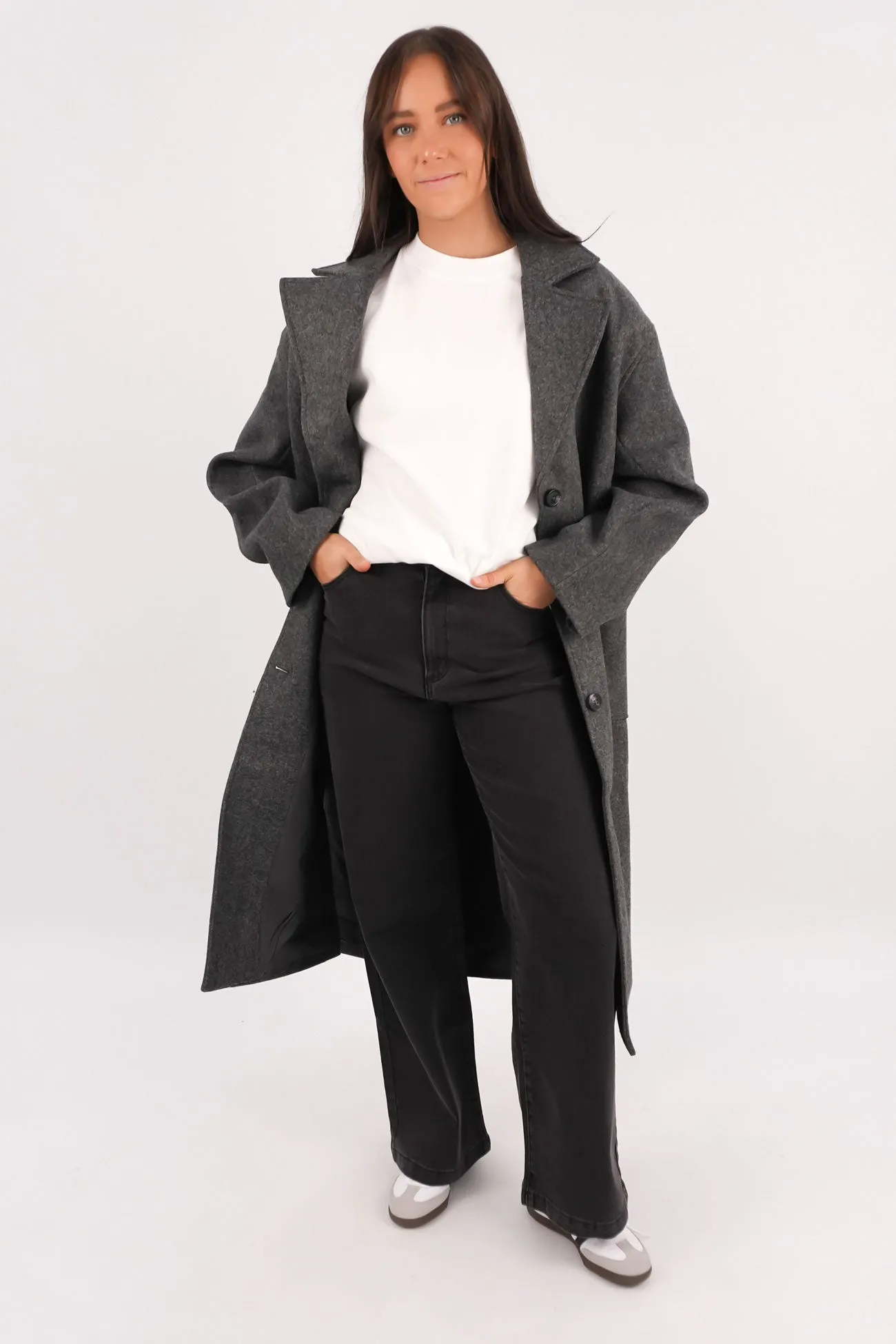 Runway Inspired Weekday Street Look Brooks Coat Charcoal