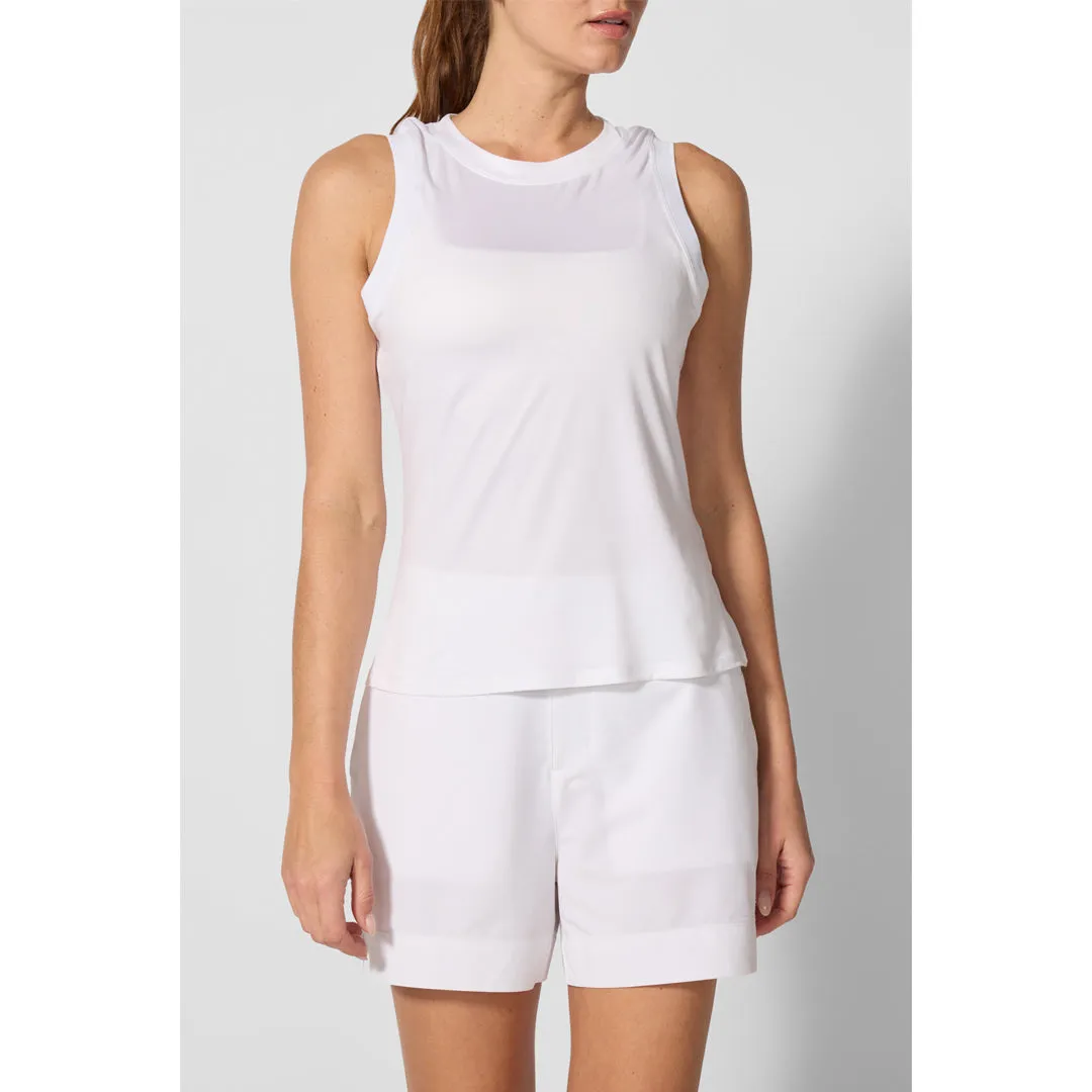 Practical Feature Split hem Double-stitched MPG Women's Pace Tank - Brilliant White
