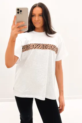 Leopard Panel Up Tee Snow Marle MoistureControlFibers Indoor clothing