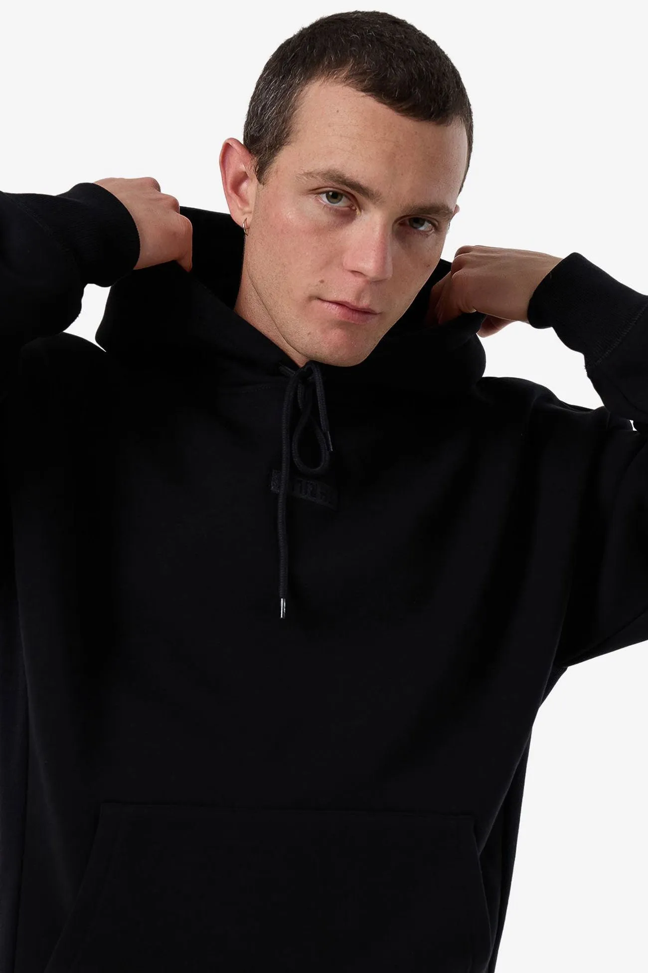 Quilted Pattern Reinforced Stitching Superior Thrills Slouch Pull On Short Hood Black