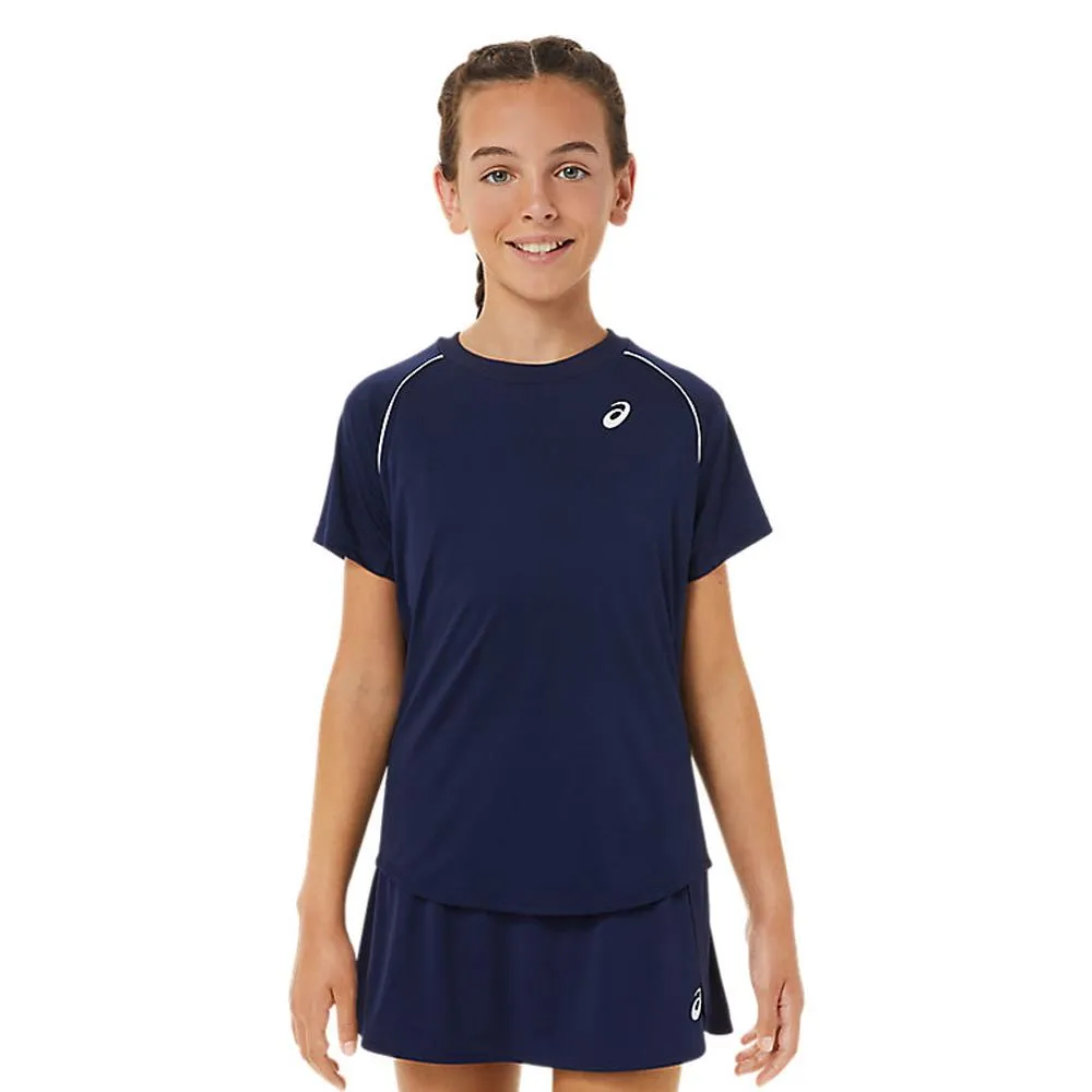 Asics Girls Tennis Short Sleeve - Peacoat Anti - wrinkle