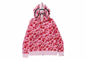 Sleeveless style Bape Abc Camo Double Shark Full Zip Hoodie (Fw23) Pink