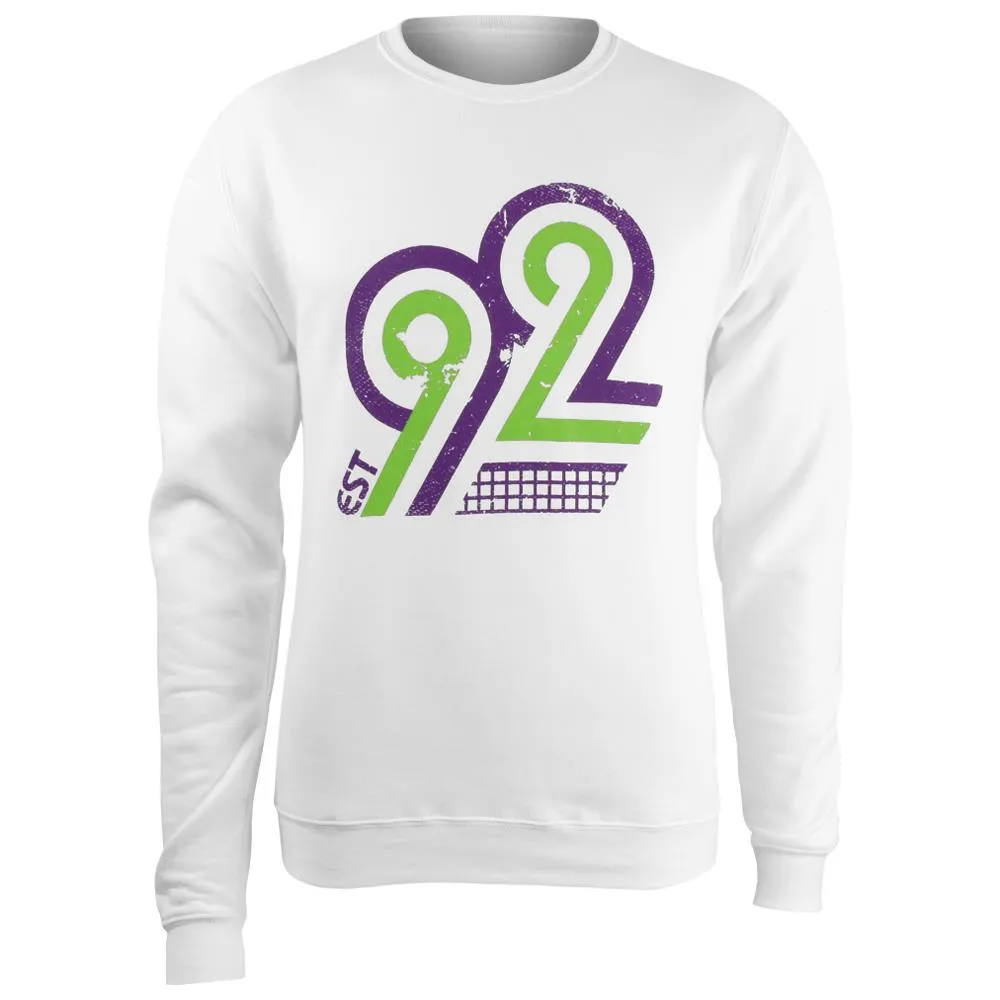 Drawstring Hood Merchant of Tennis Unisex 92 Vintage Crewneck Sweater - White UV-Protected