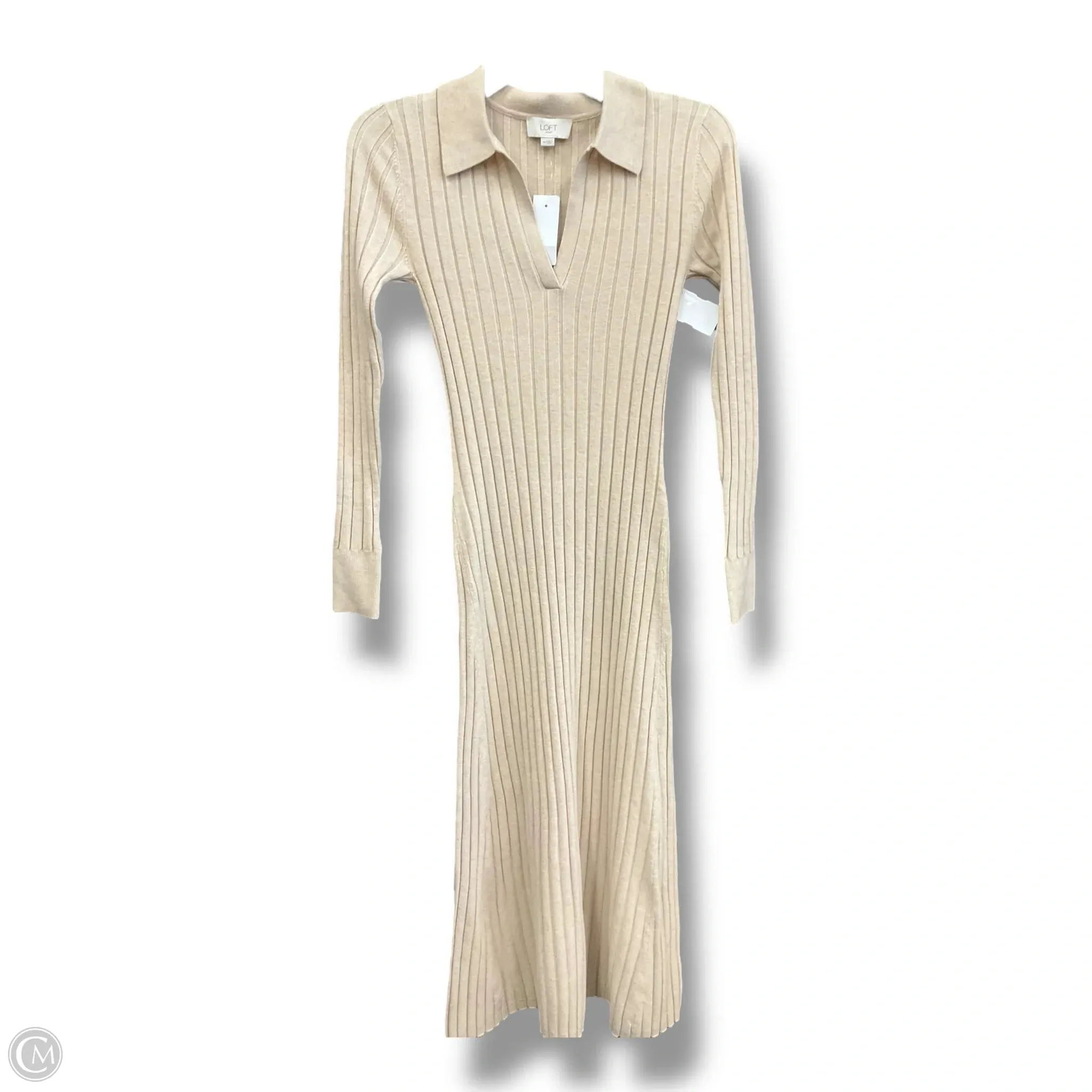 Party Perfect Dress Casual Maxi By Loft In Tan, Size: Xs