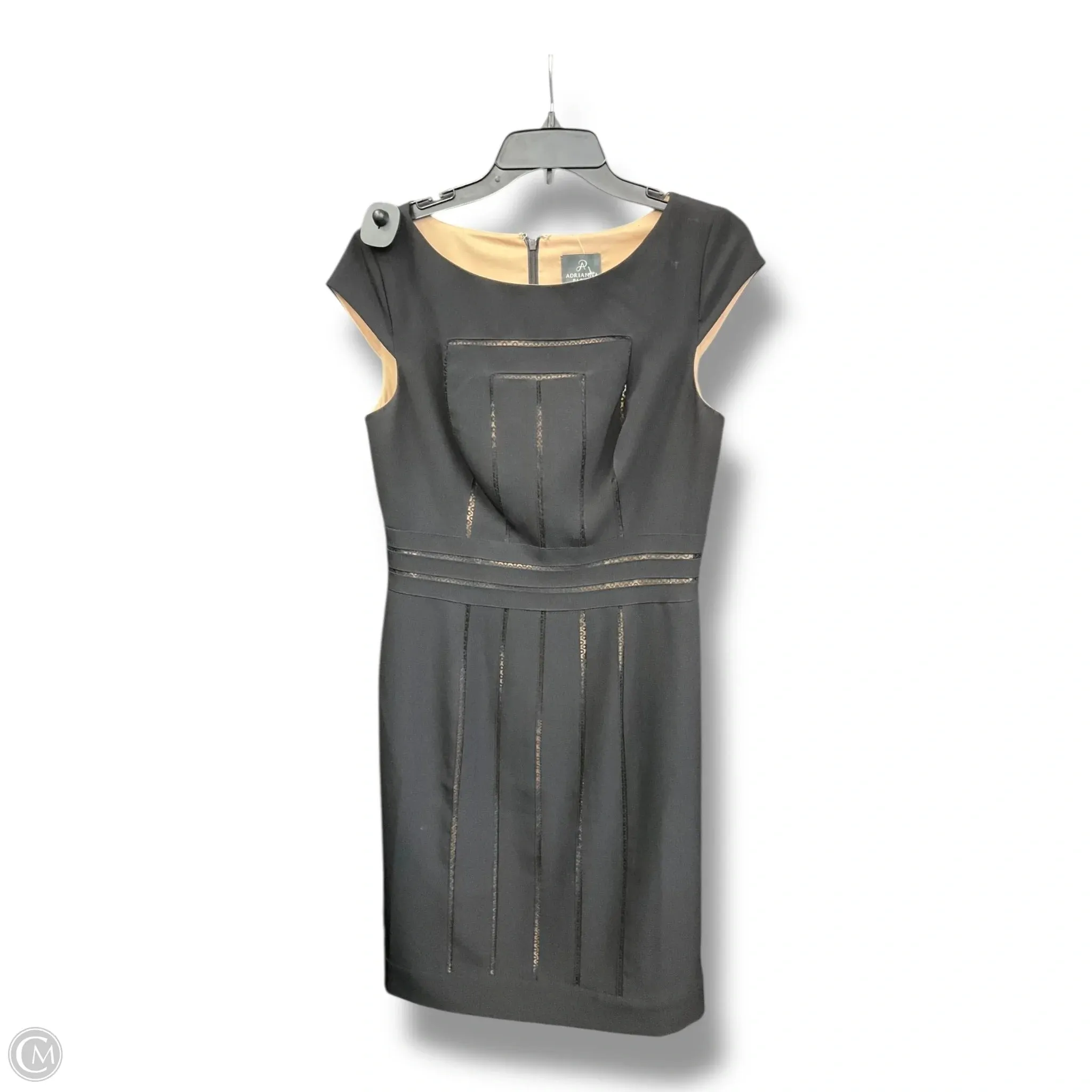 Golden Scene Pleated design Dress Casual Midi By Adrianna Papell In Black, Size: M