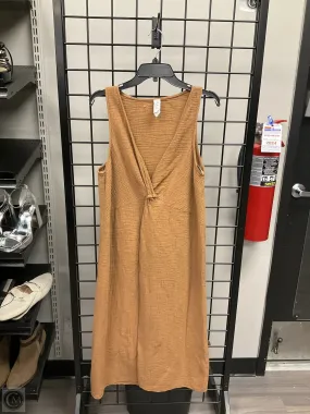 Lounge Style Fluid movement Dress Casual Midi By Amadi In Brown, Size: L