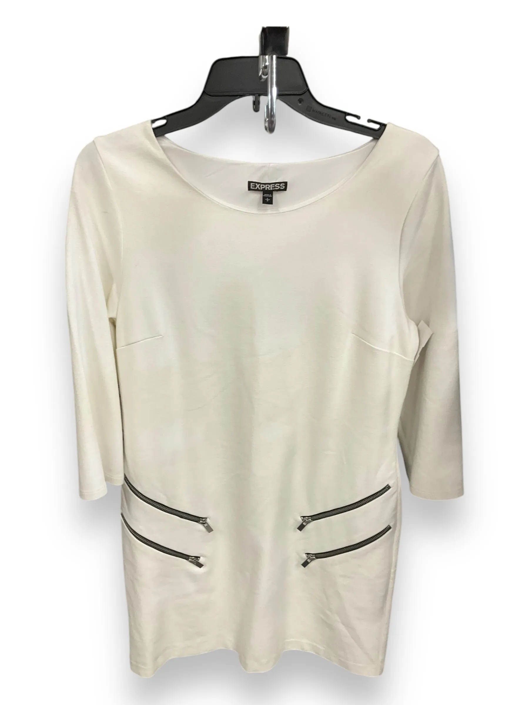 Dress Party Midi By Express In Ivory, Size: L Visual Balance