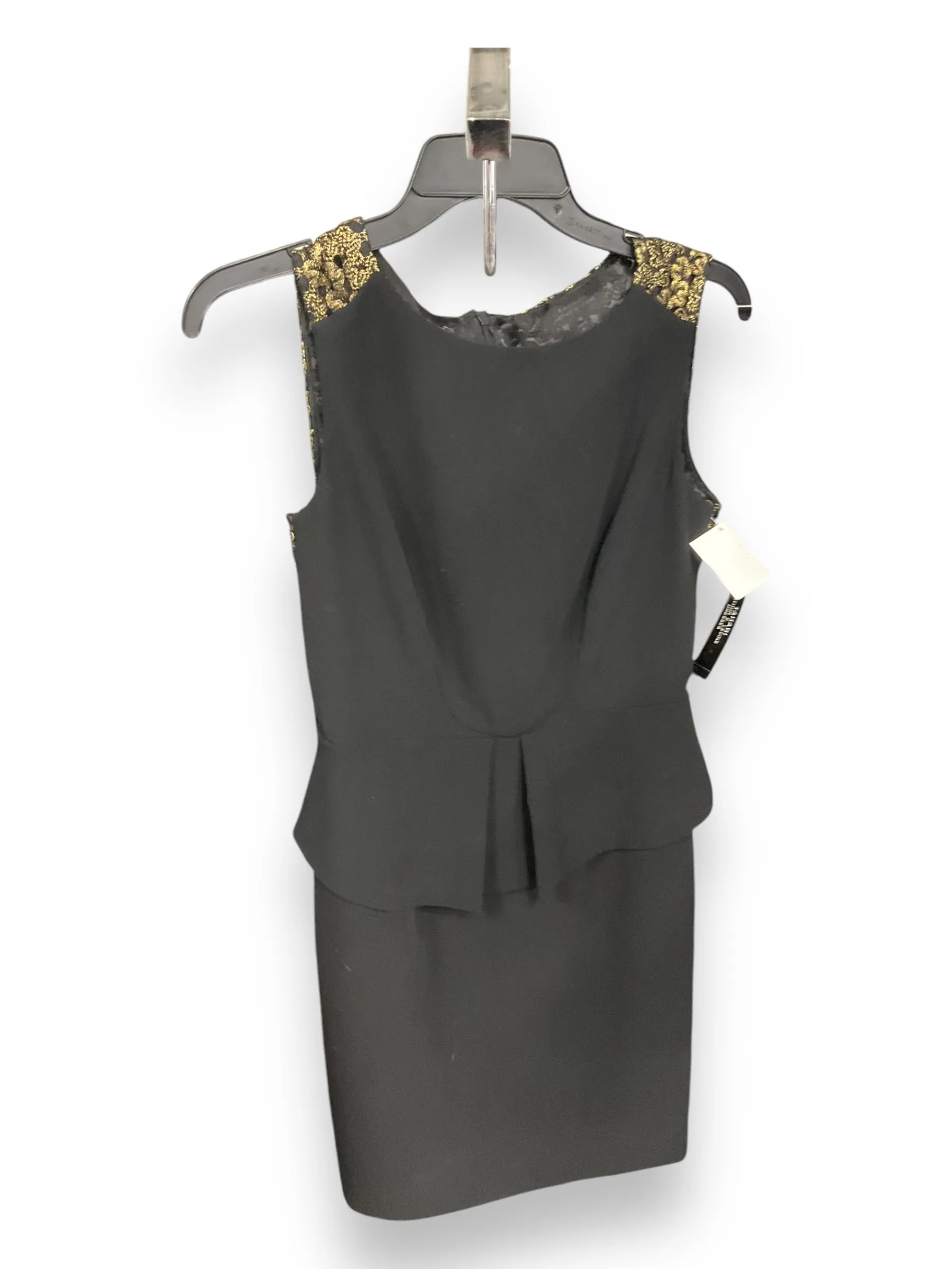 Easy Movement Dress Party Midi By Tahari By Arthur Levine In Black & Gold, Size: 4