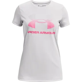 Girls' Tech Ombre Big Logo Short Sleeve Layerable Look Modern and Soft