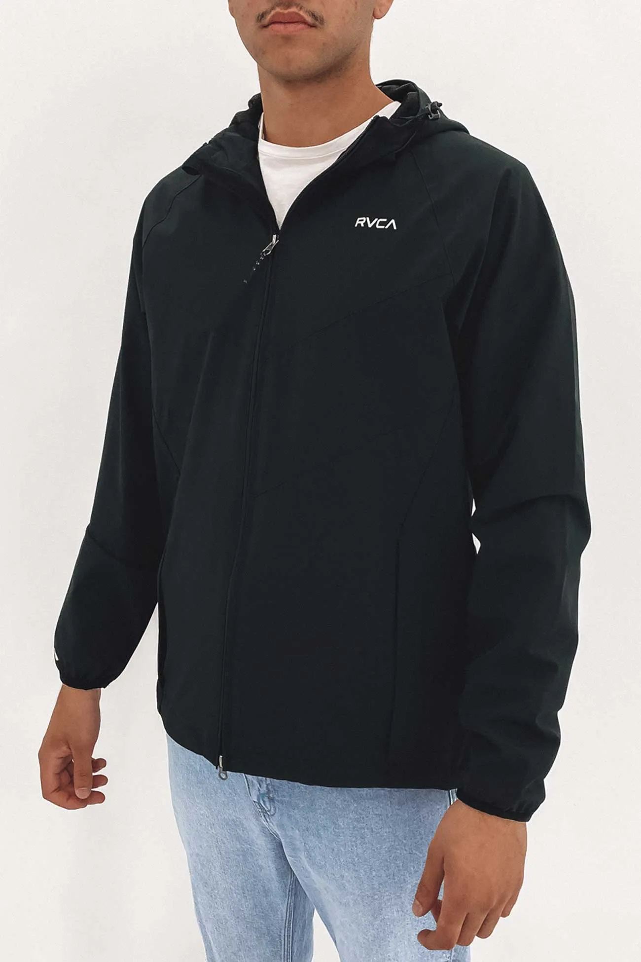 Glow In The Dark Accents Flexible Hem Adjustment VA Windbreaker Black