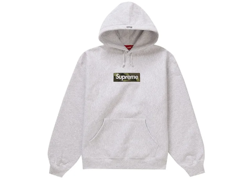Linen Fabric Comfortable Stretch Supreme Box Logo Hooded Sweatshirt (Fw23) Ash Grey