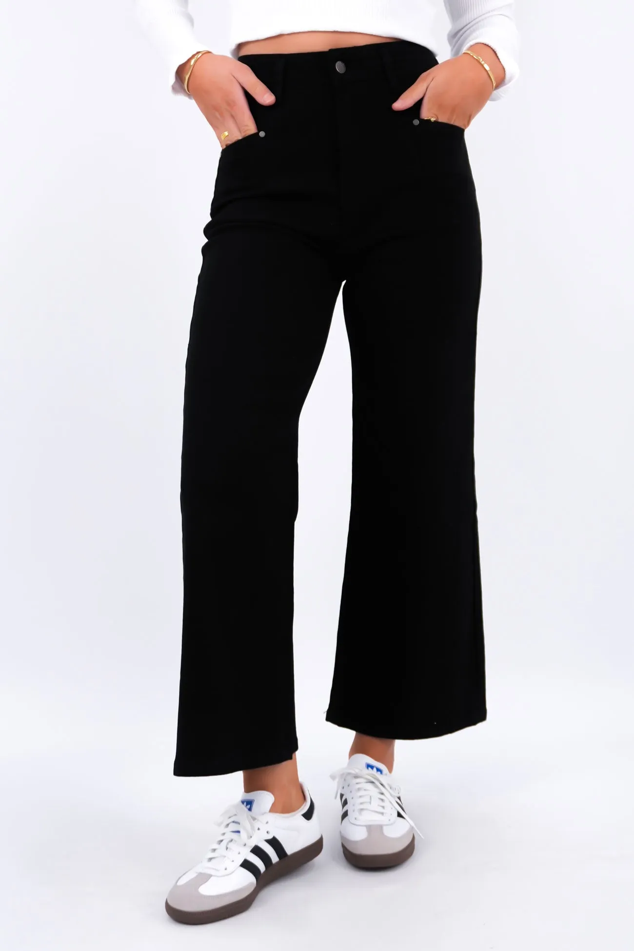 Flexible Motion Structured Hemline Hilary Pant Black