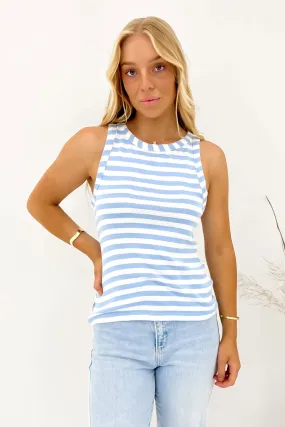 Ruth Tank Blue Bell White Stripe experts