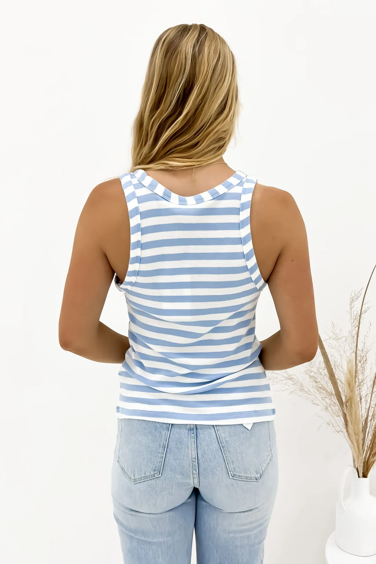 Ruth Tank Blue Bell White Stripe Environment - friendly male users