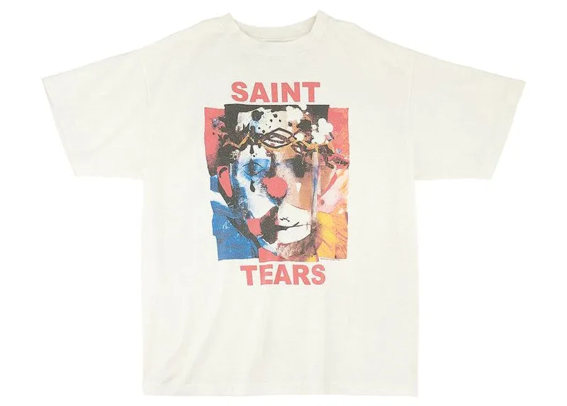 Saint Mxxxxxx X Denim Tears Clown T-Shirt White Linen Fabric