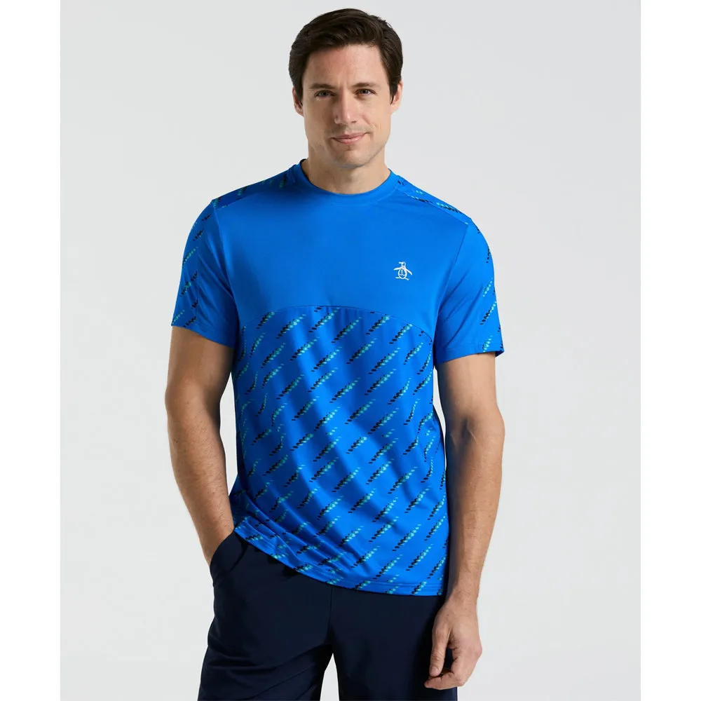 Buttoned front Durable Construction Penguin Men's Performance Ball Block Tee - Electric Blue Lemonade