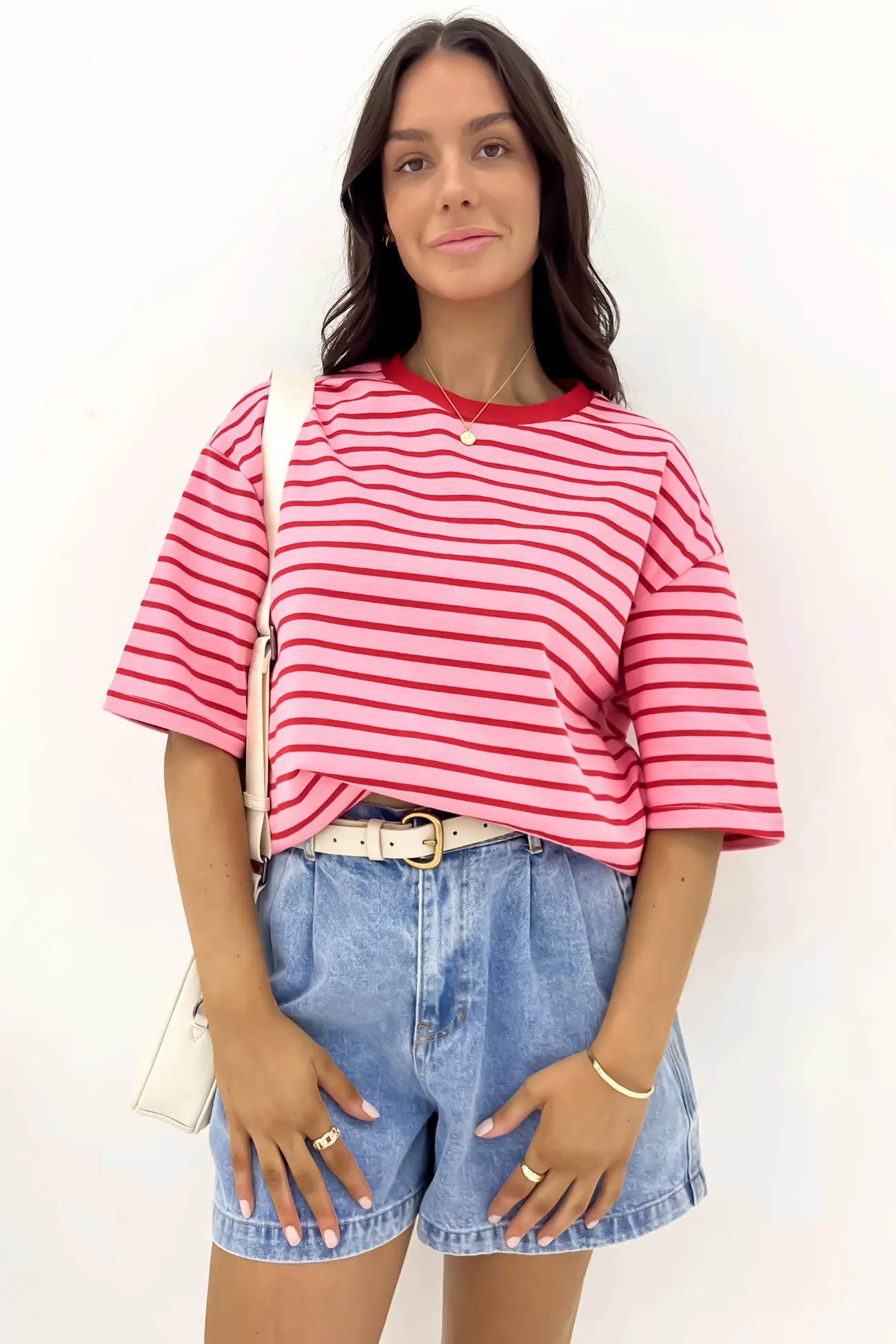 Zora Tee Pink Stripe Casual Day Wear Stylish Comfort