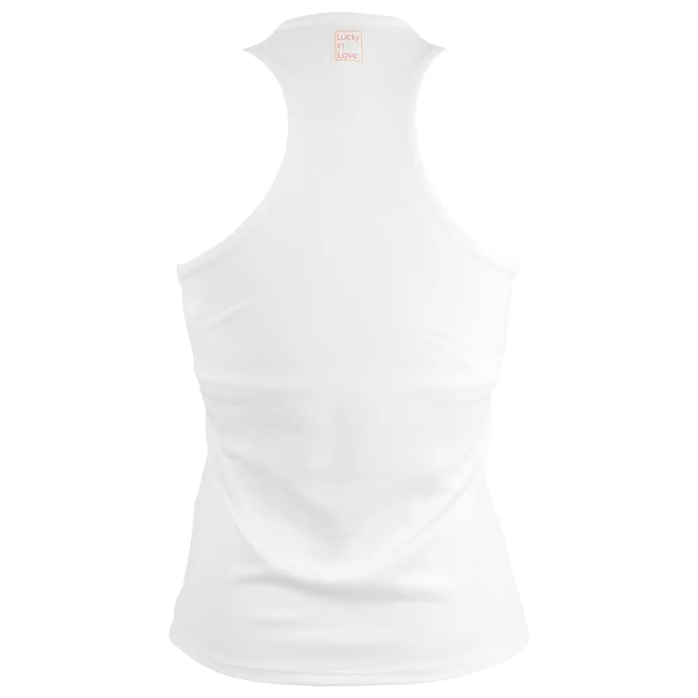 Sophisticated Durable Fabric Lucky in Love Women's Shockin' Classics Stripes Tank - White