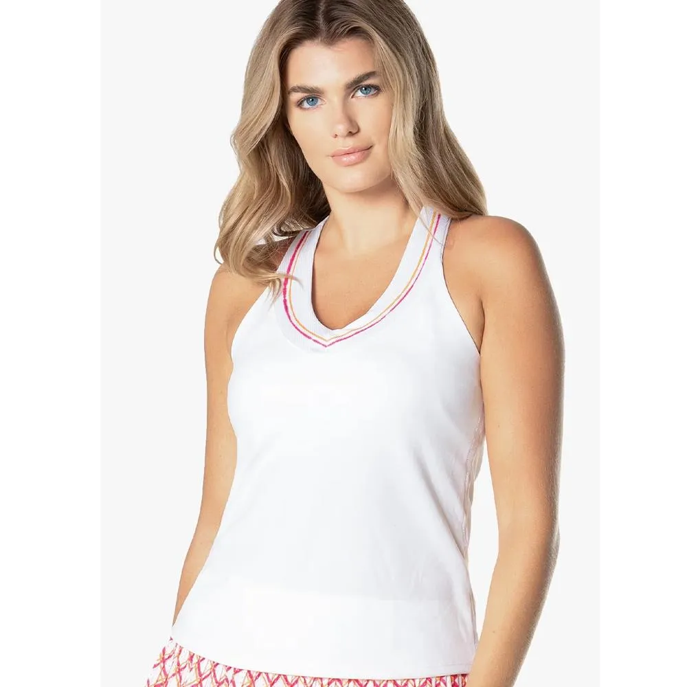 Hidden pockets Durable Fabric Lucky in Love Women's Shockin' Classics Stripes Tank - White
