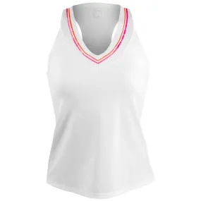 Double-stitched Pocket Design Durable Fabric Lucky in Love Women's Shockin' Classics Stripes Tank - White