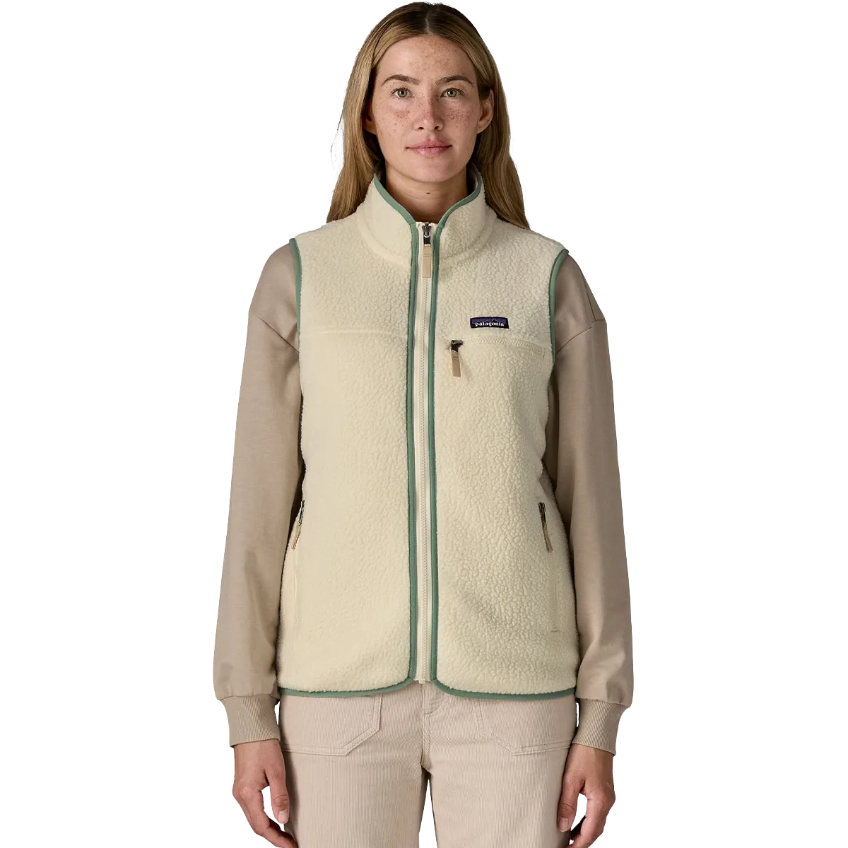 Women's Retro Pile Fleece Vest Fire Retardant Treated Fabric Multi Purpose Loops