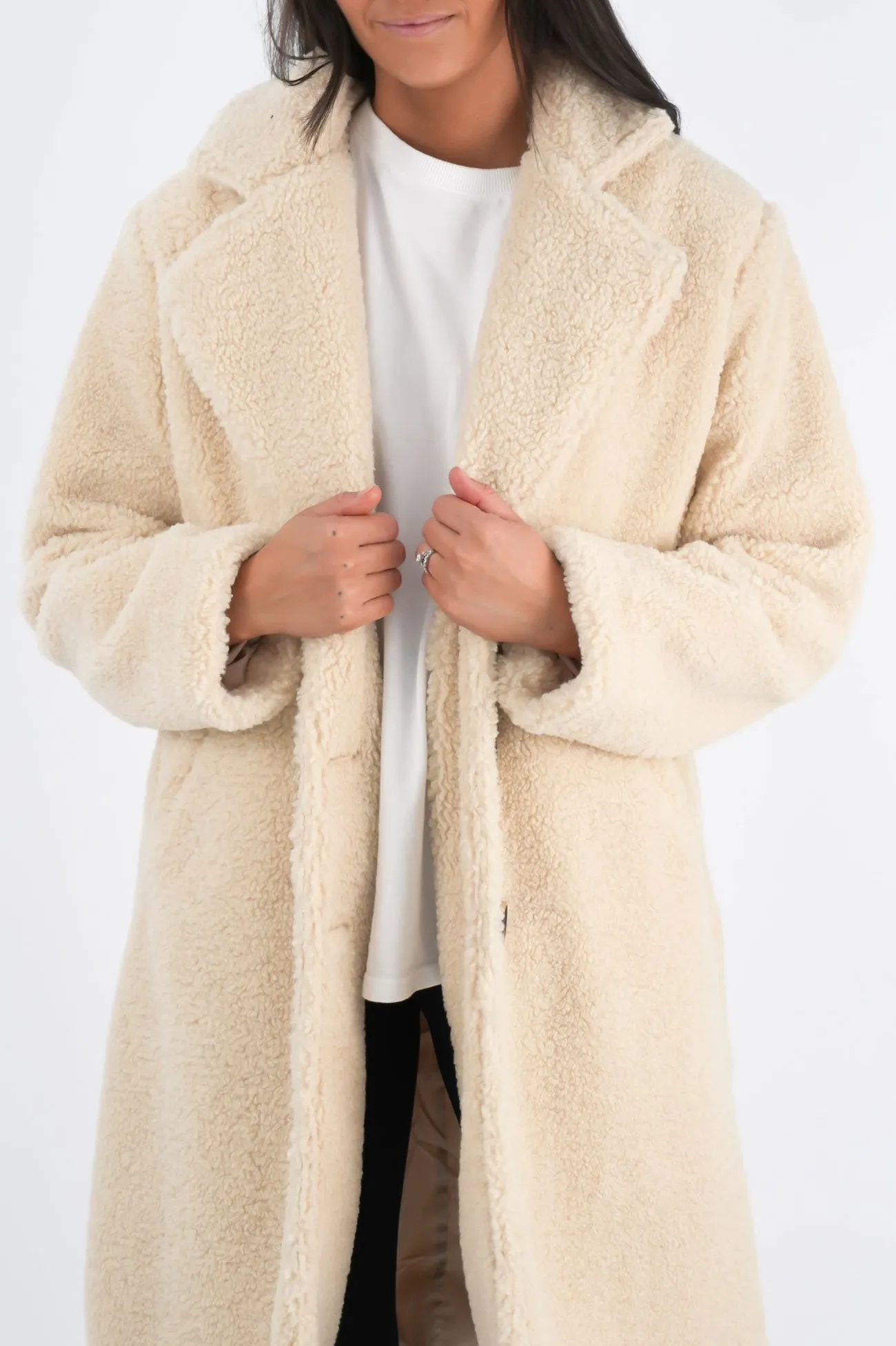 Foldable Design Matilda Teddy Coat Natural