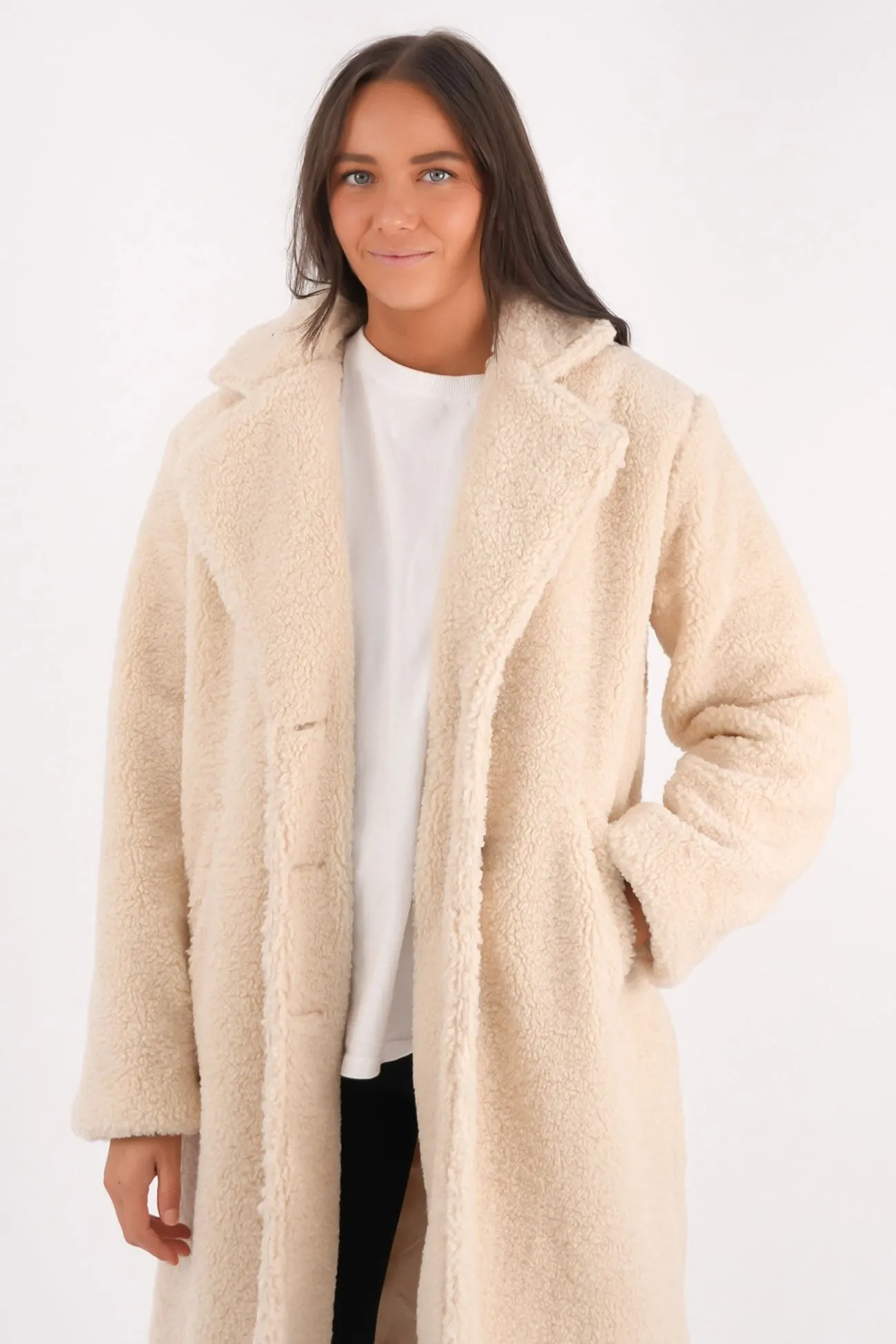 Durable Color Retention Soft Shell Matilda Teddy Coat Natural