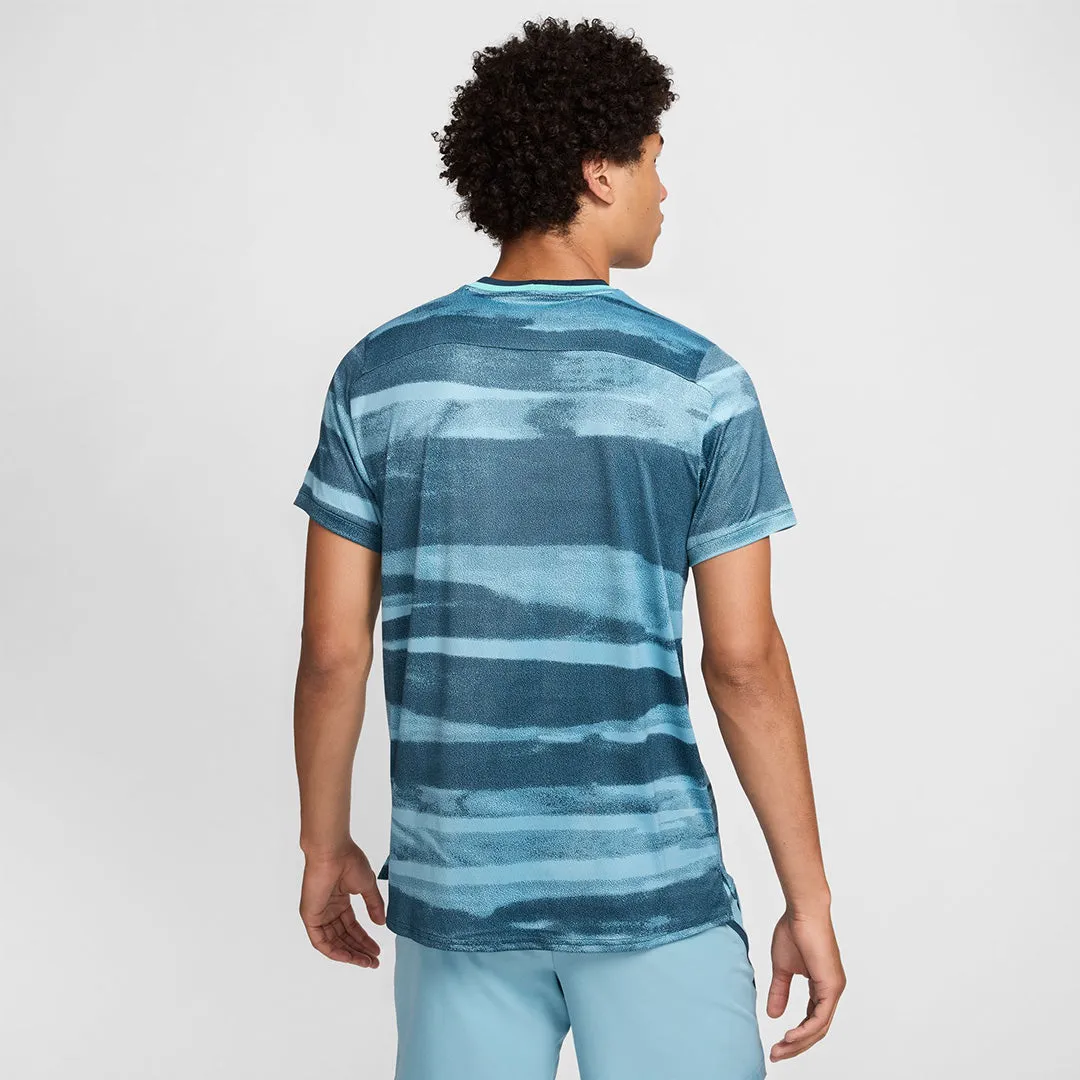 Fitted Silhouette Dyeing Nike Men's Advantage Print Top - Denim Turq/White