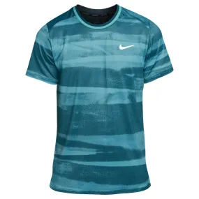 Dyeing Nike Men's Advantage Print Top - Denim Turq/White Printed patterns Minimalist Look
