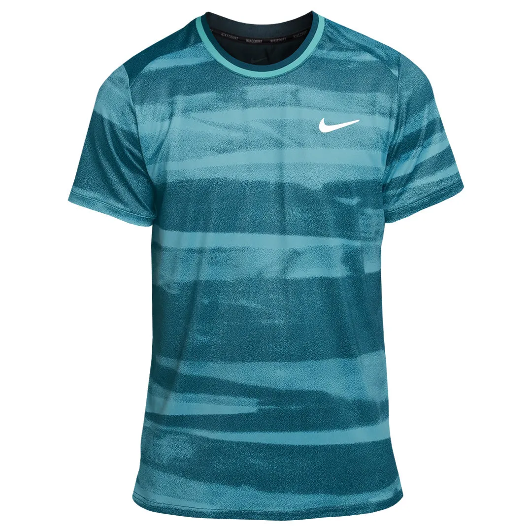 Dyeing Nike Men's Advantage Print Top - Denim Turq/White Printed patterns Minimalist Look