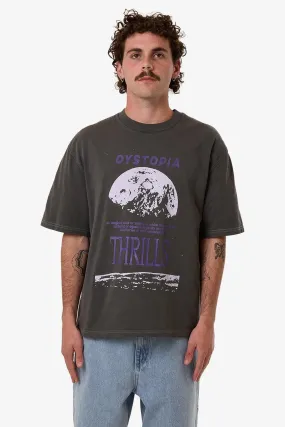 Solid Color Dystopia Box Fit Oversize Short Tee Merch Black