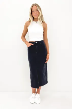 Alivia Denim Midi Skirt Wash Black Limited Release