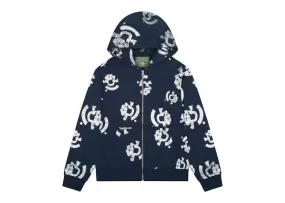 Denim Tears Bstroy Tears Zip Hoodie Blue Ergonomic Design Hood