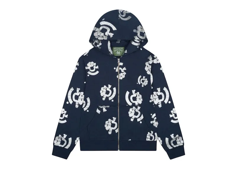 Denim Tears Bstroy Tears Zip Hoodie Blue High-waisted