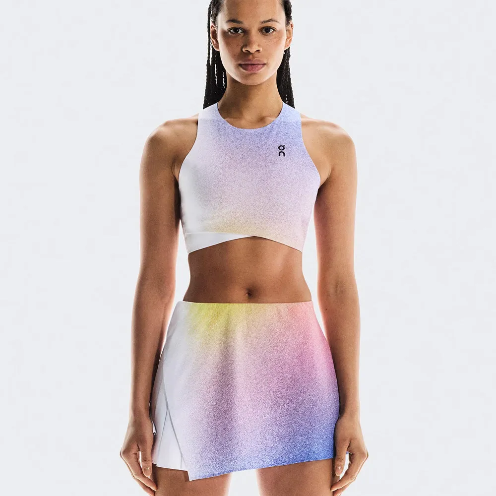 quilted Smooth Fabric Easy Care On Women's Court Crop Top - White/Indigo