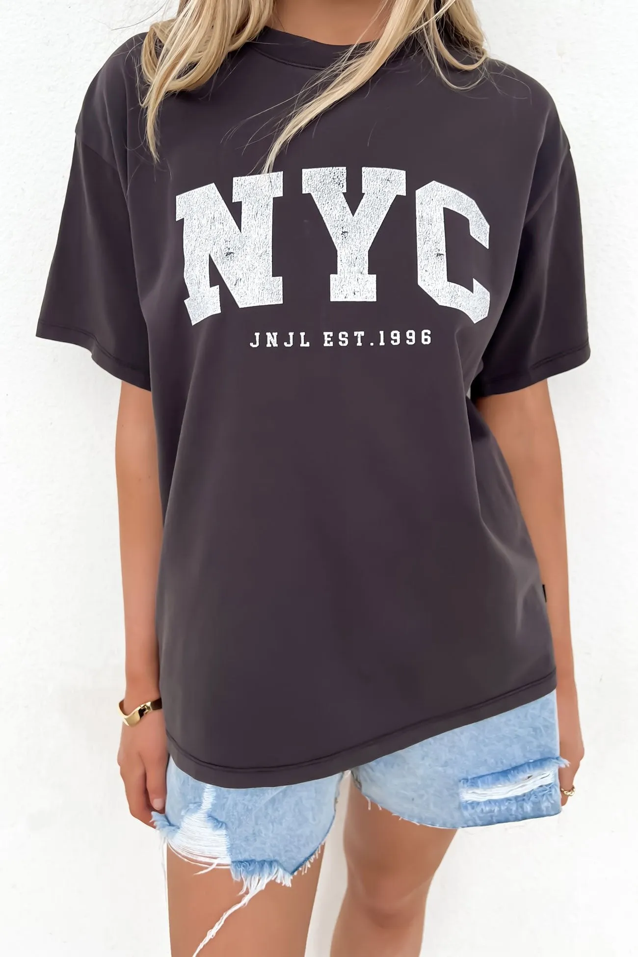 NYC Tee Washed Black Trendy Comfort Wear Eco friendly materials
