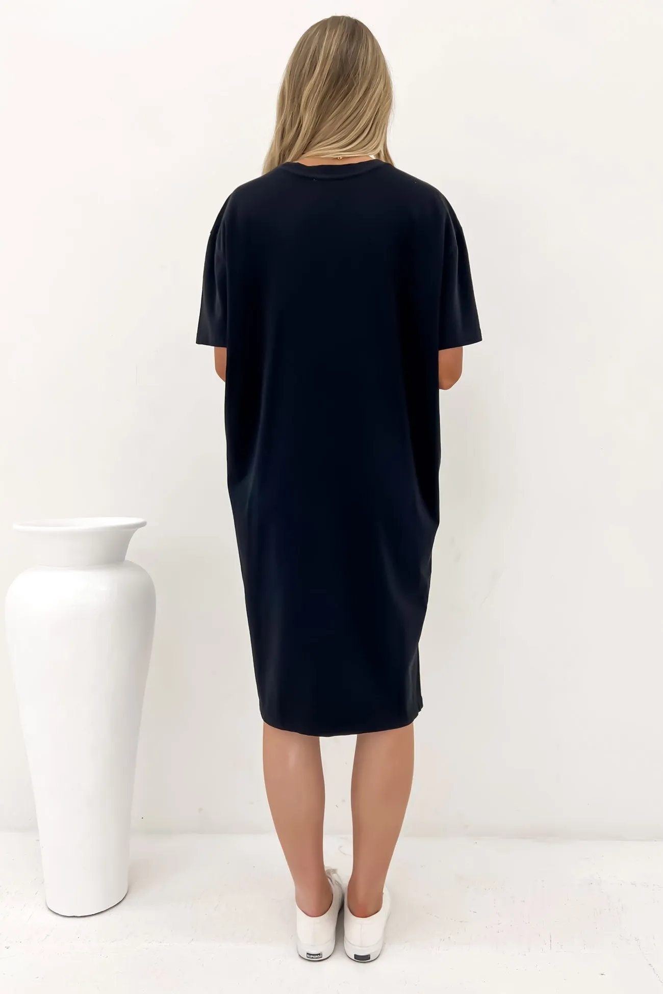 All-Purpose Wear Flexible Fit Simplified Tee Dress Washed Black