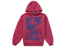 Supreme Hysteric Glamour Thermal Lined Zip Up Hooded Sweatshirt Washed Red three-quarter length