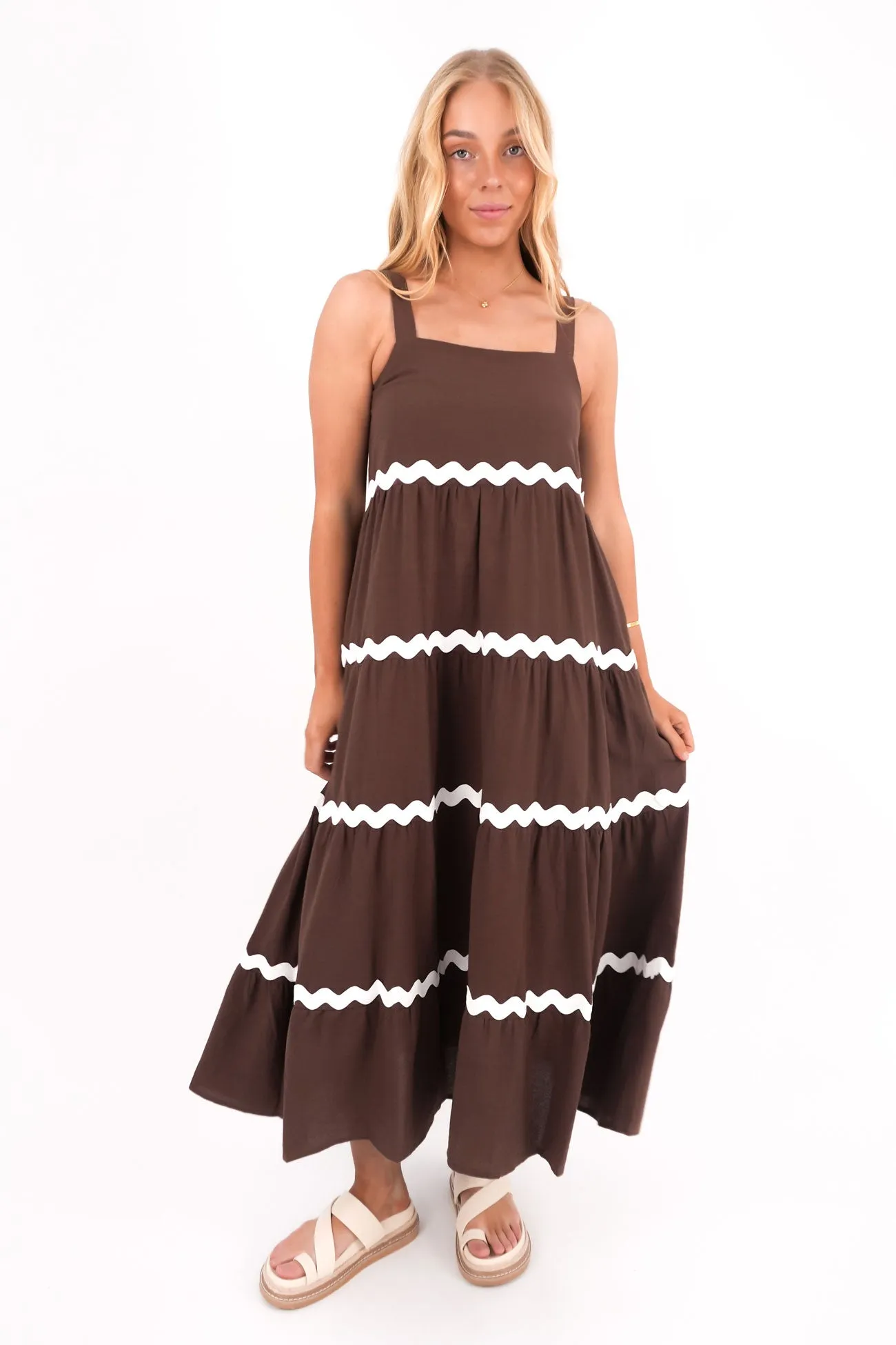 Office Ease Willa Maxi Dress Chocolate