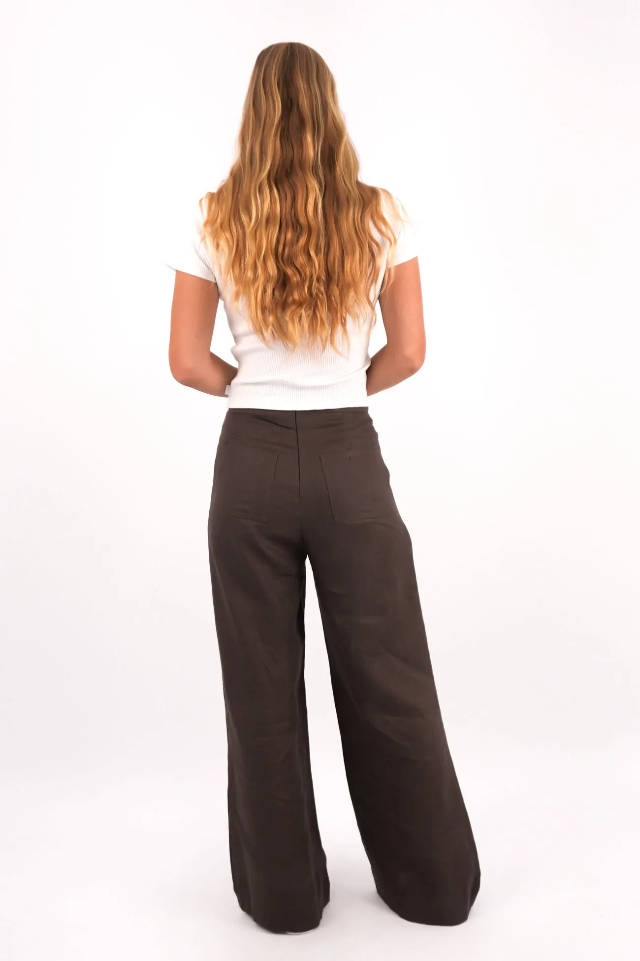 Nadine Pant Chocolate Air Flow Structured Hemline