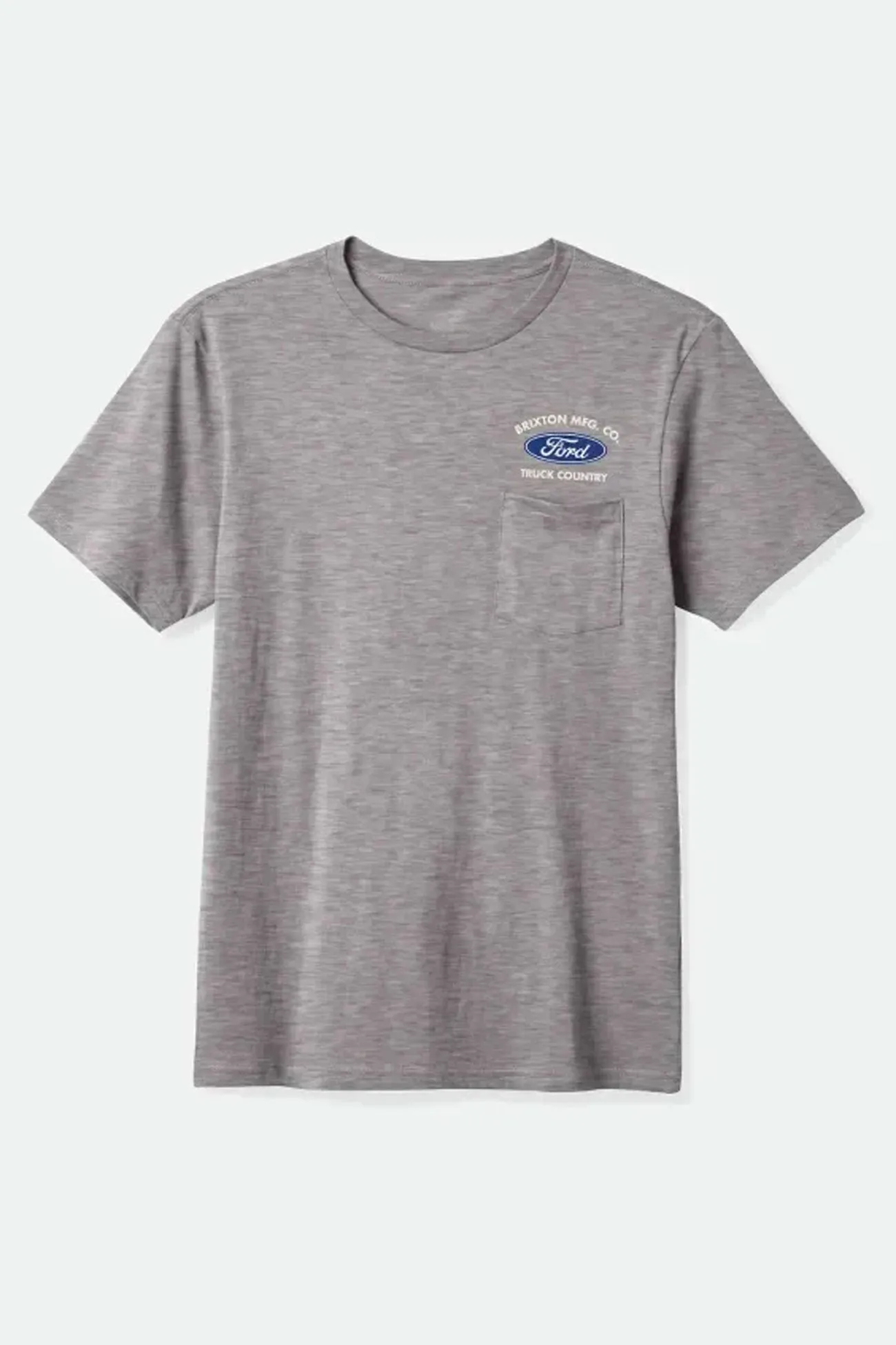 Ford Truck Country Short Sleeve Pocket Tee Heather Grey Street Style Double Stitched Hem