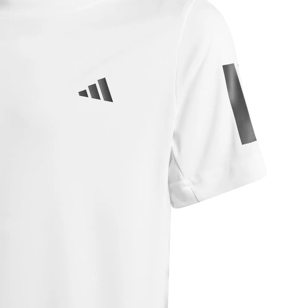 Beaded adidas Boys Club 3 Stripe Tee - White/Black
